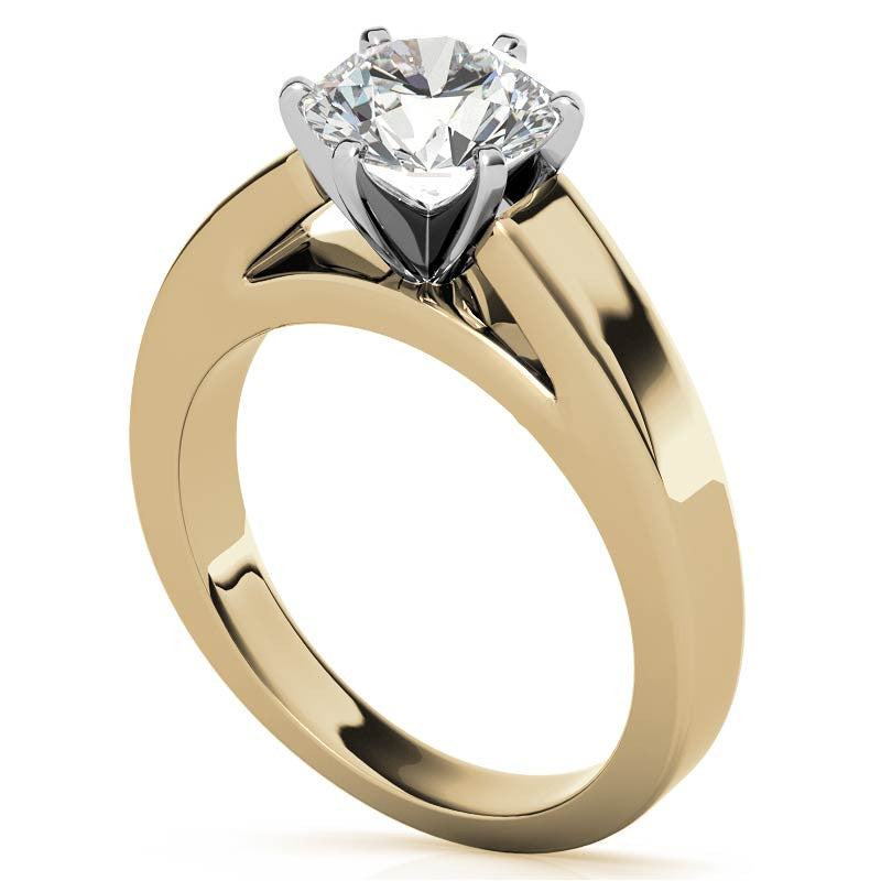 Cathedral Moissanite Flat Shoulder Solitaire Ring