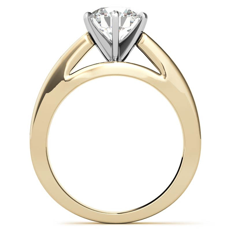Cathedral Moissanite Flat Shoulder Solitaire Ring