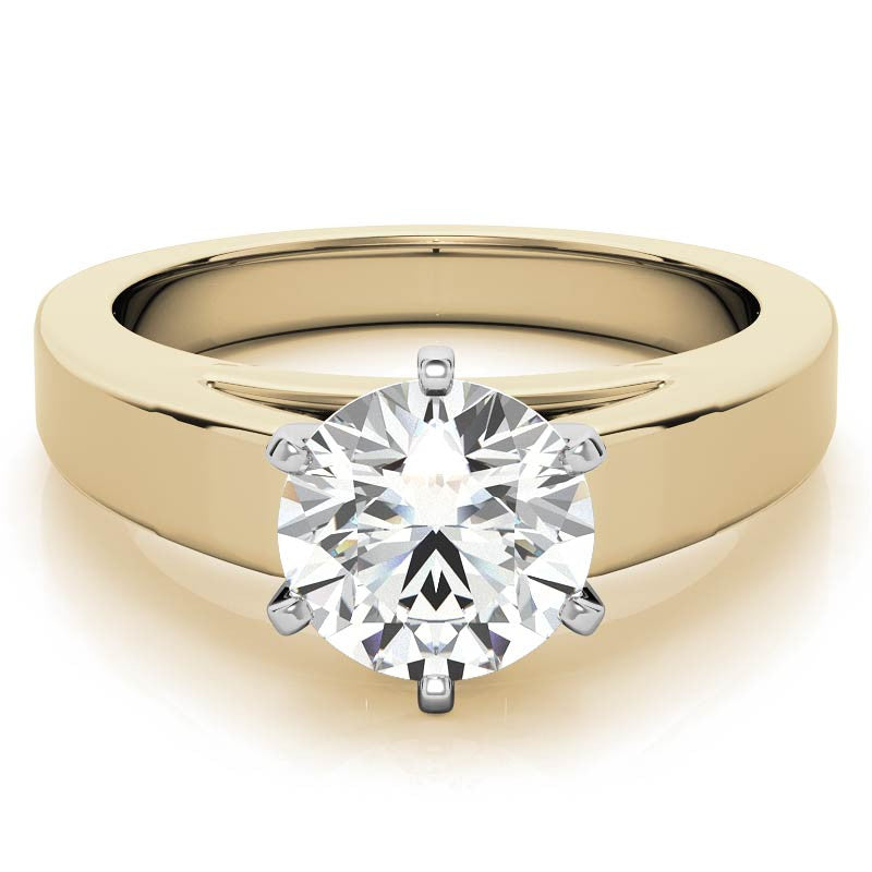 Cathedral Moissanite Flat Shoulder Solitaire Ring