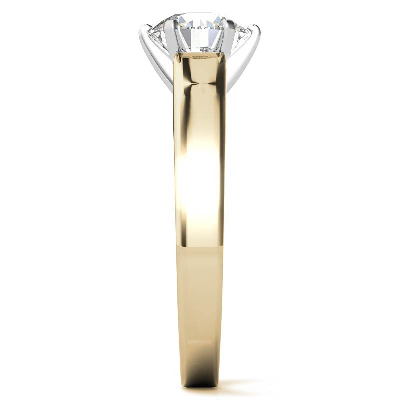 Cathedral Moissanite Flat Shoulder Solitaire Ring