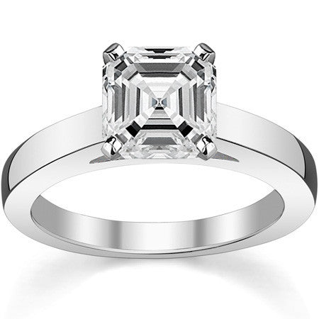 Cathedral Moissanite Flat Shoulder Solitaire Ring