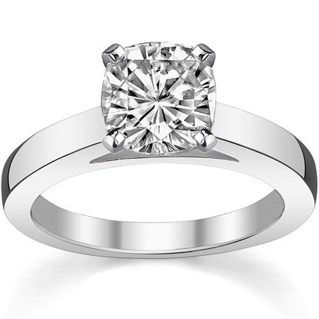 Cathedral Moissanite Flat Shoulder Solitaire Ring