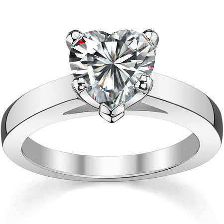 Cathedral Moissanite Flat Shoulder Solitaire Ring