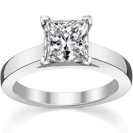 Cathedral Moissanite Flat Shoulder Solitaire Ring