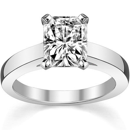 Cathedral Moissanite Flat Shoulder Solitaire Ring