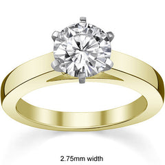 Cathedral Moissanite Flat Shoulder Solitaire Ring