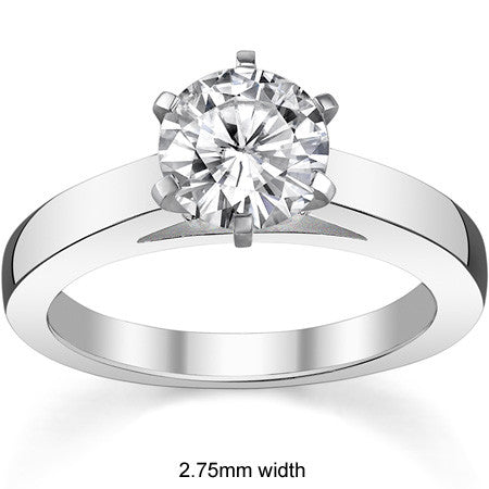 Cathedral Moissanite Flat Shoulder Solitaire Ring