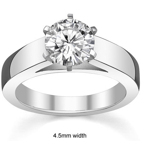 Cathedral Moissanite Flat Shoulder Solitaire Ring