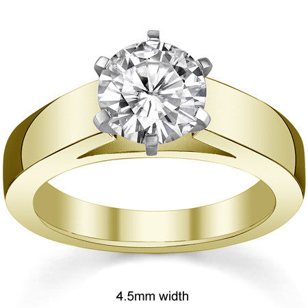 Cathedral Moissanite Flat Shoulder Solitaire Ring