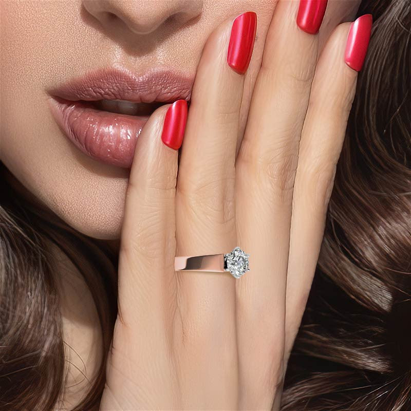 6mm Wide Square Shank Moissanite Solitaire Setting