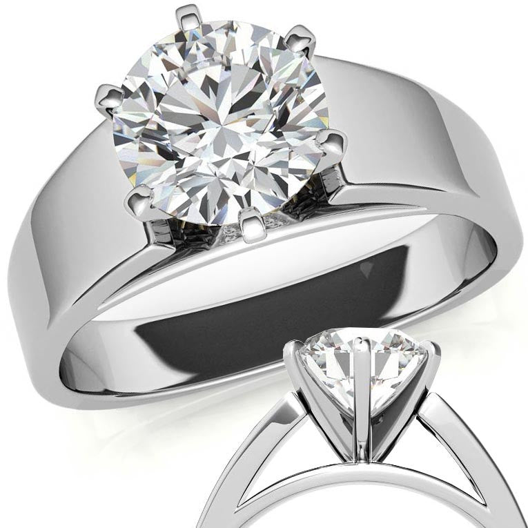 6mm Wide Square Shank Moissanite Solitaire Setting