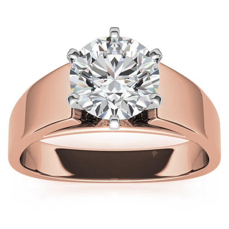 6mm Wide Square Shank Moissanite Solitaire Setting