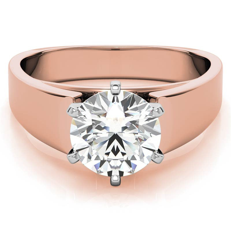6mm Wide Square Shank Moissanite Solitaire Setting