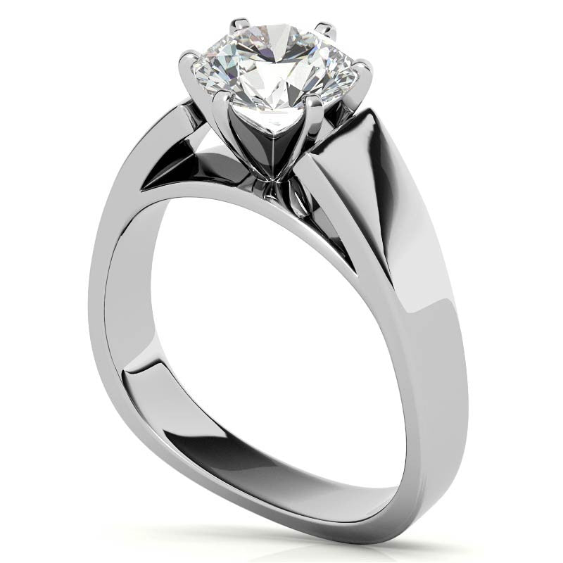 6mm Wide Square Shank Moissanite Solitaire Setting