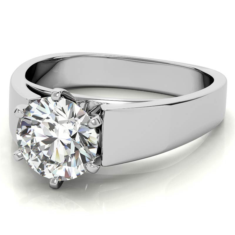 6mm Wide Square Shank Moissanite Solitaire Setting