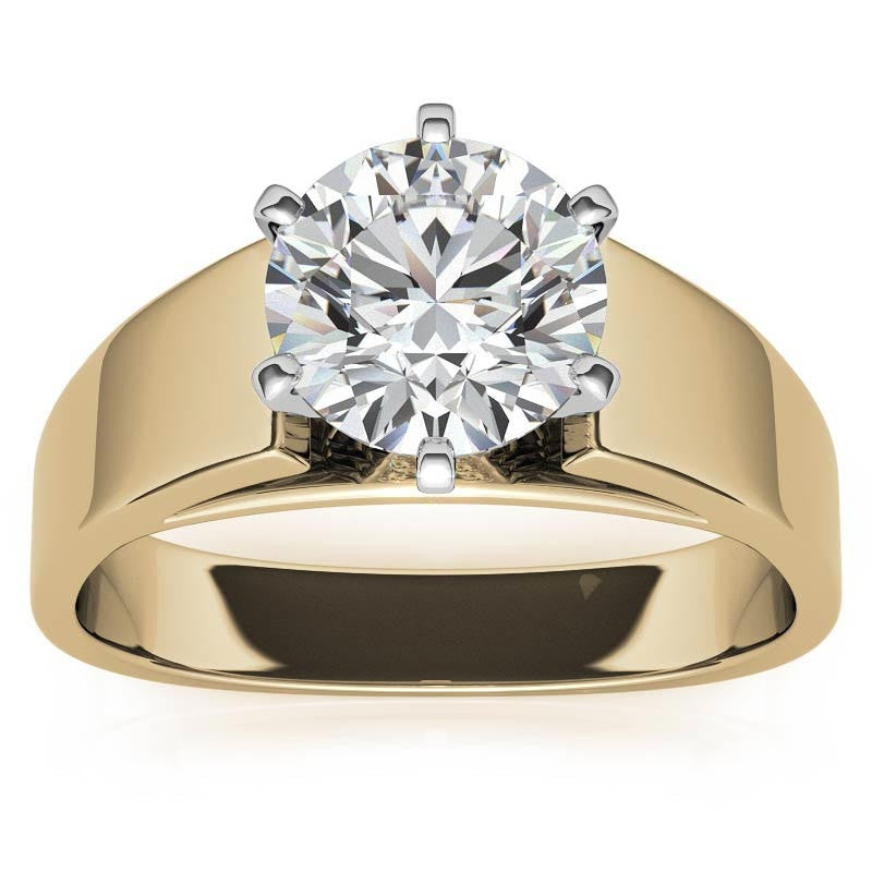 6mm Wide Square Shank Moissanite Solitaire Setting