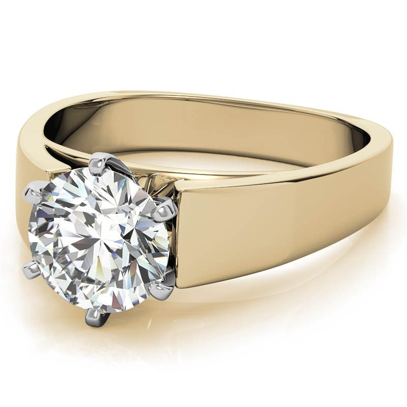 6mm Wide Square Shank Moissanite Solitaire Setting