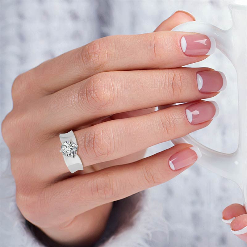 Wide Band Moissanite Solitaire Setting