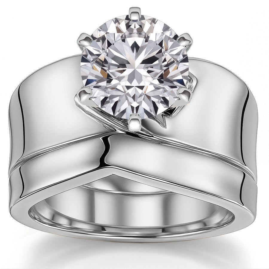 Wide Band Moissanite Solitaire Setting