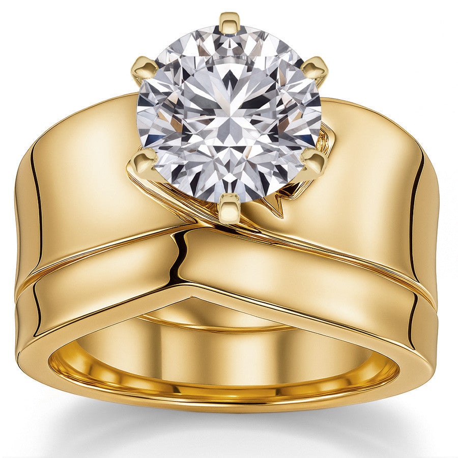 Wide Band Moissanite Solitaire Setting