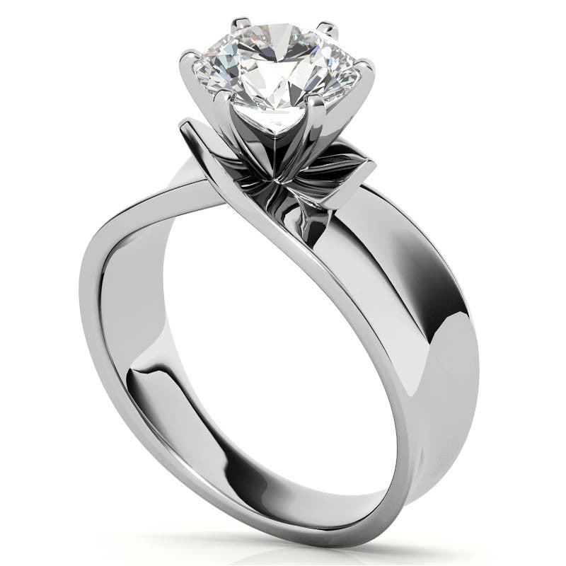 Wide Band Moissanite Solitaire Setting