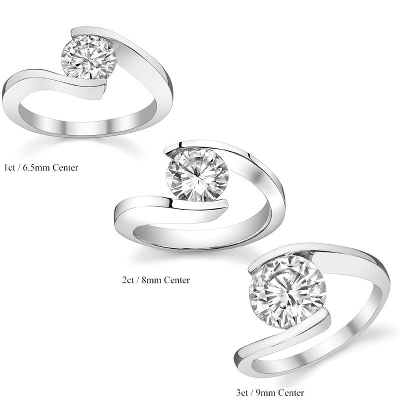 Round Modern Style Bypass Solitaire Ring