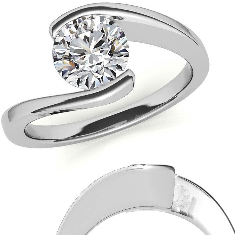 Round Modern Style Bypass Solitaire Ring