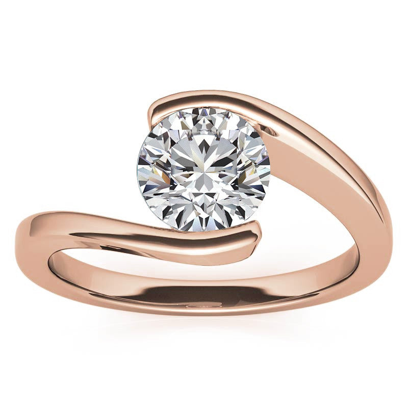 Round Modern Style Bypass Solitaire Ring