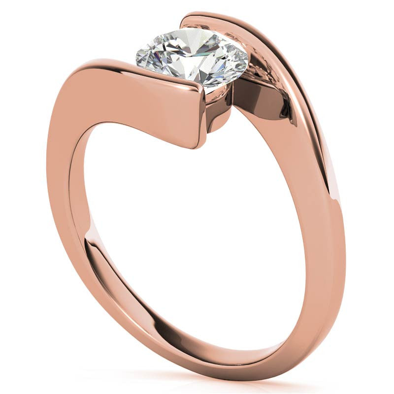 Round Modern Style Bypass Solitaire Ring