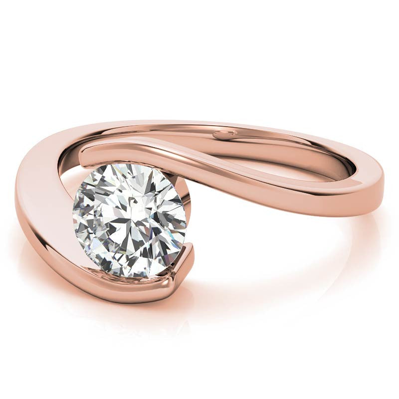 Round Modern Style Bypass Solitaire Ring
