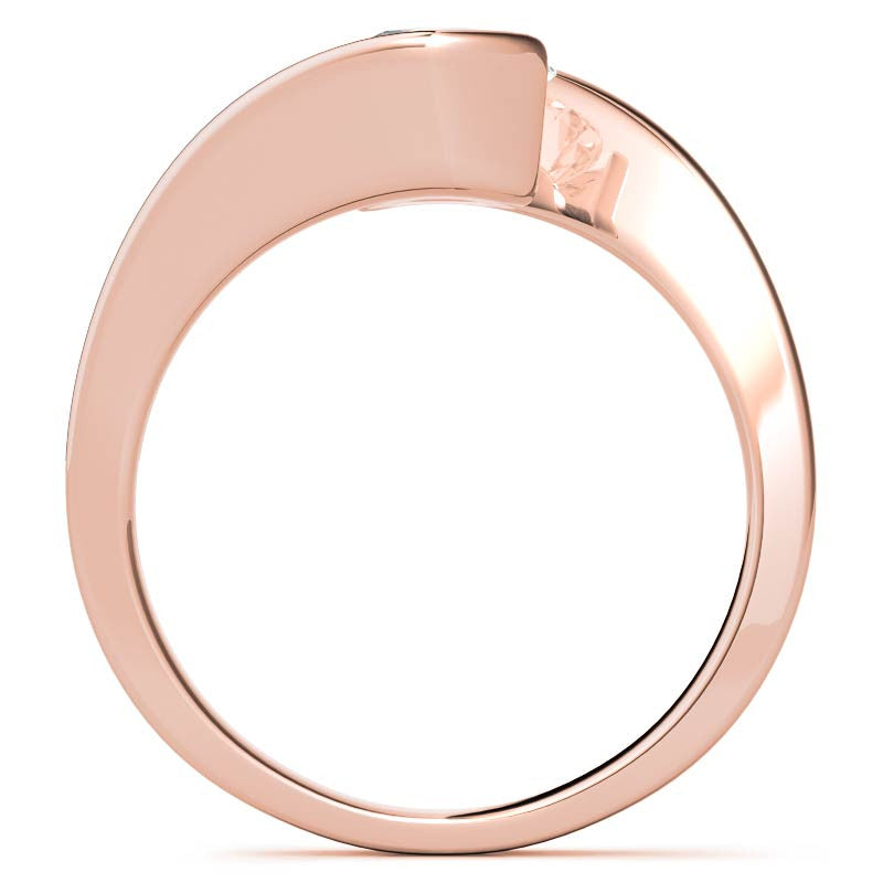 Round Modern Style Bypass Solitaire Ring
