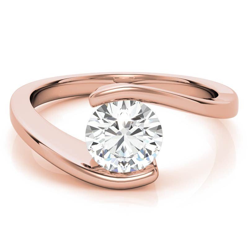 Round Modern Style Bypass Solitaire Ring