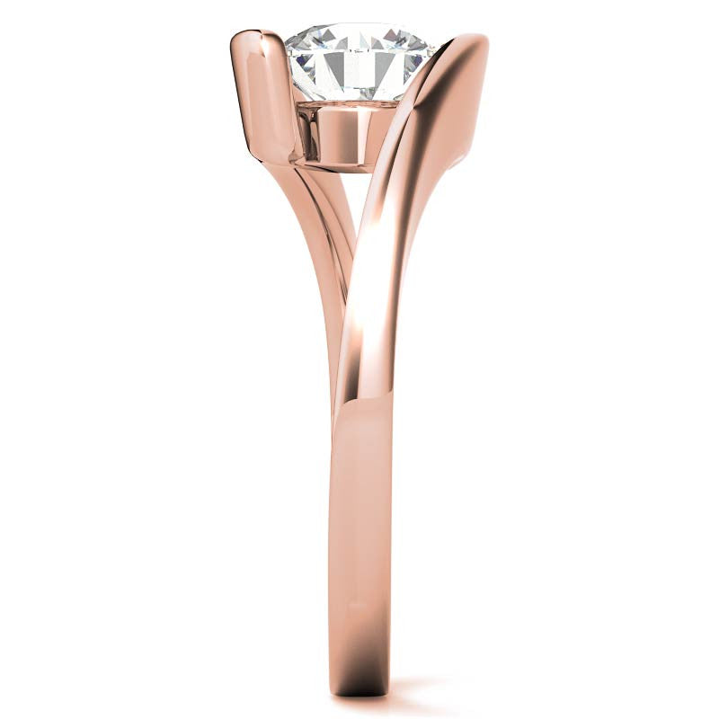 Round Modern Style Bypass Solitaire Ring