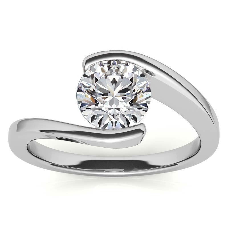 Round Modern Style Bypass Solitaire Ring