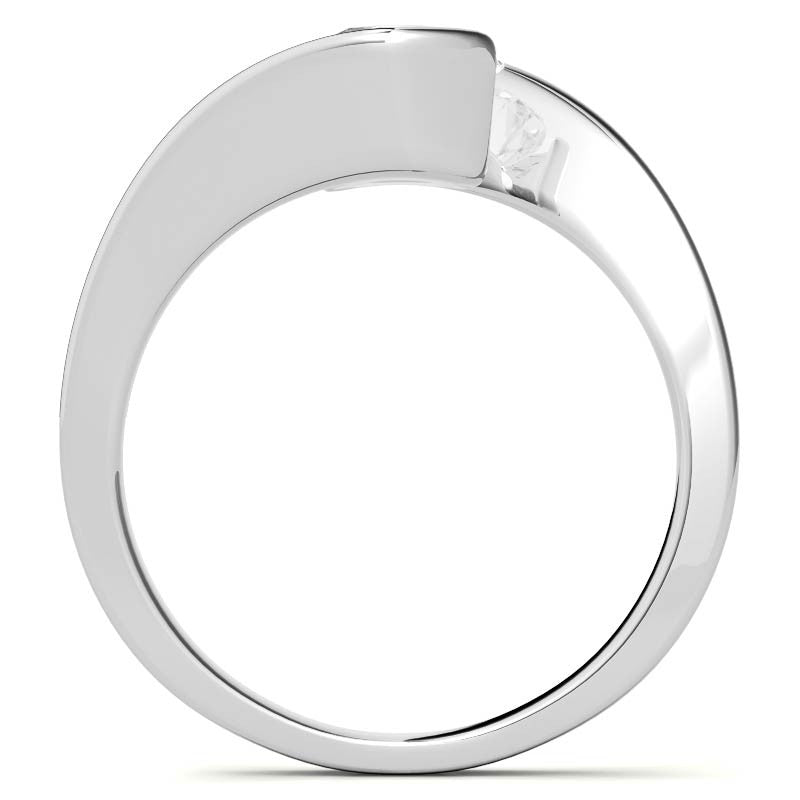 Round Modern Style Bypass Solitaire Ring