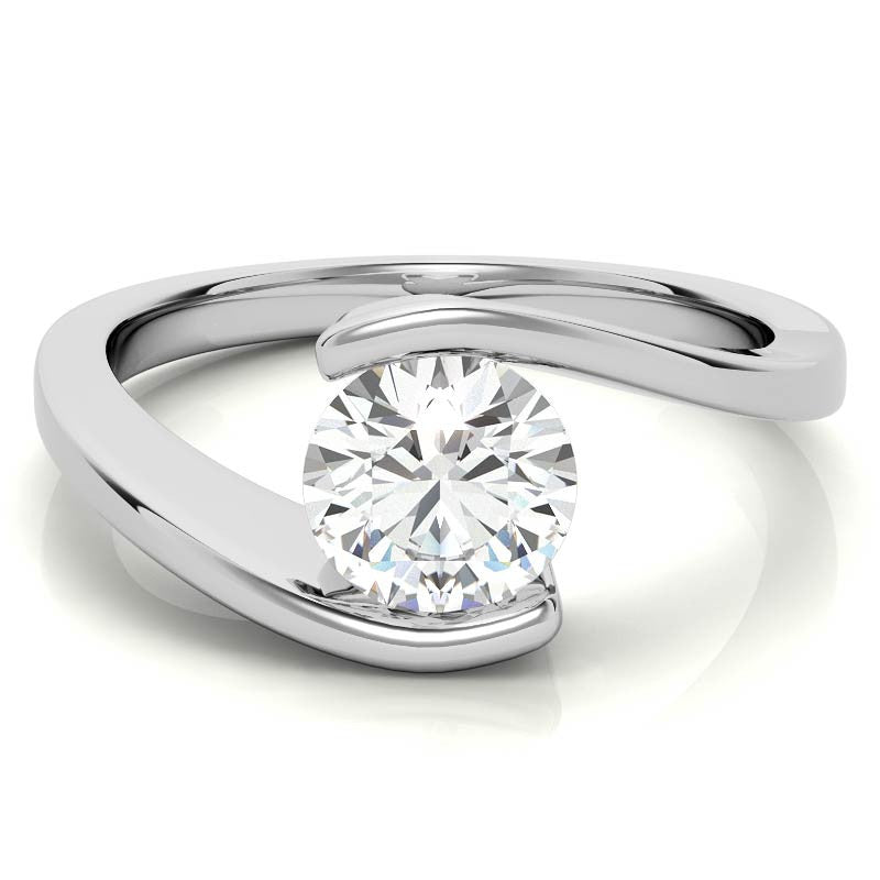 Round Modern Style Bypass Solitaire Ring