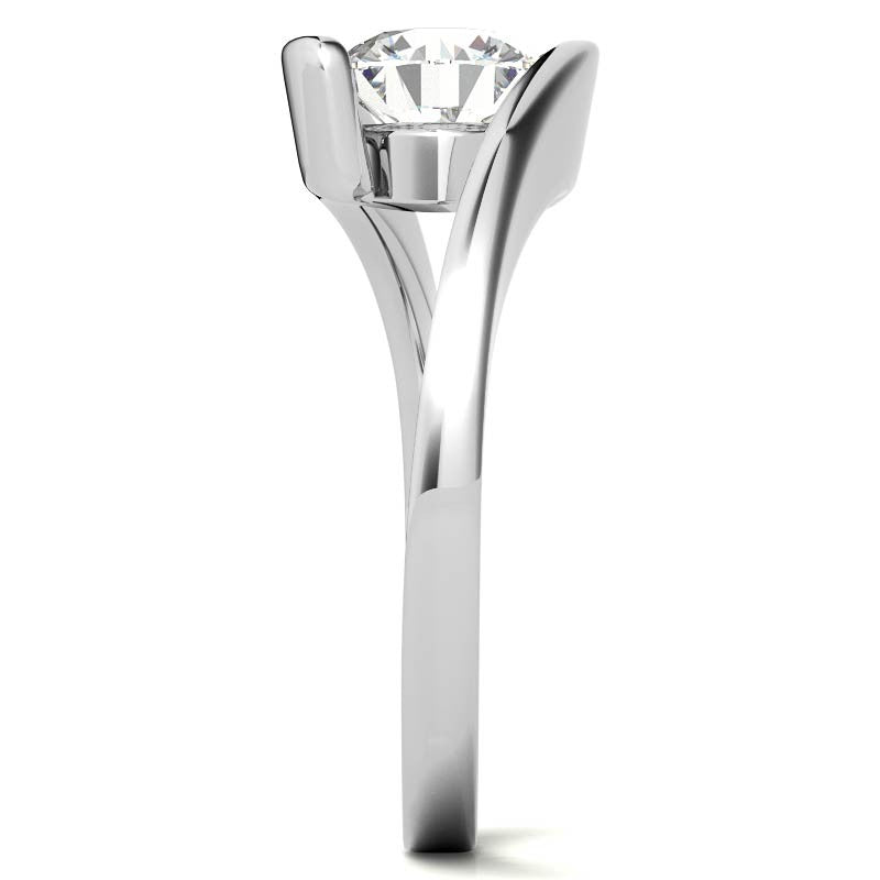 Round Modern Style Bypass Solitaire Ring