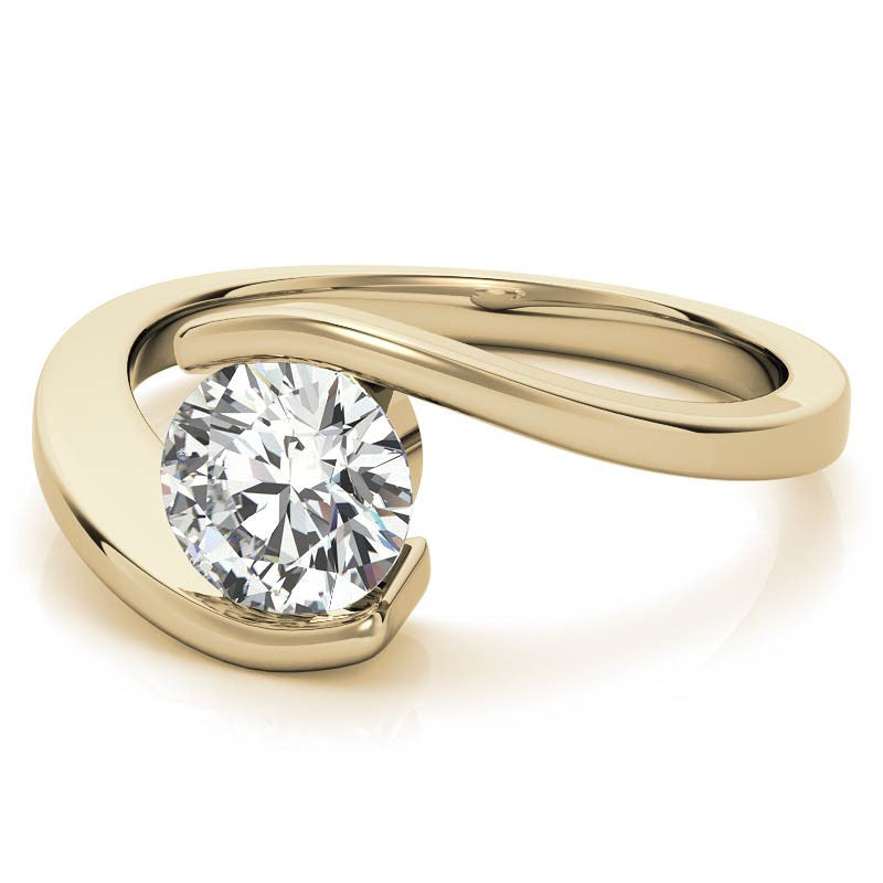 Round Modern Style Bypass Solitaire Ring