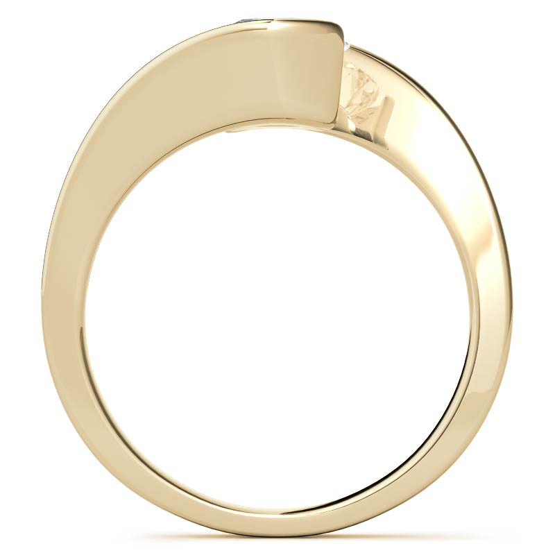 Round Modern Style Bypass Solitaire Ring