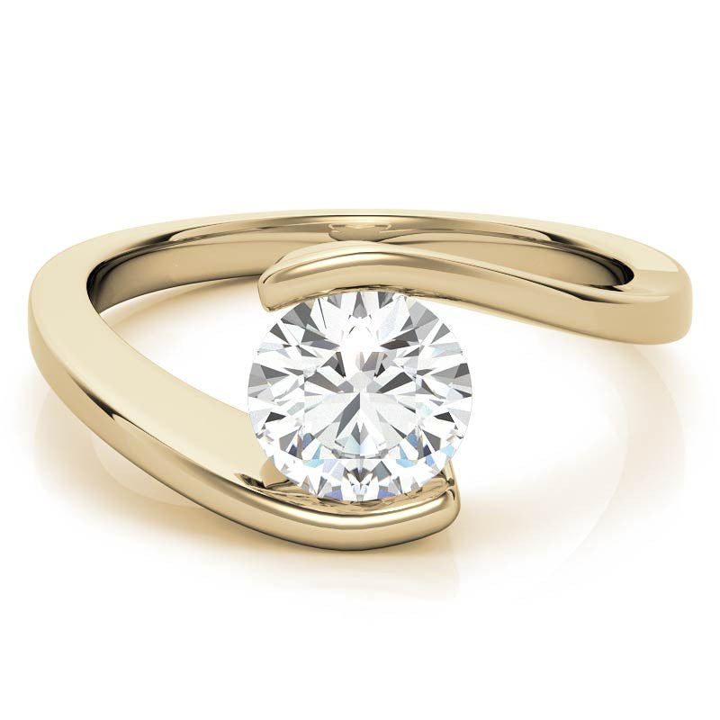 Round Modern Style Bypass Solitaire Ring