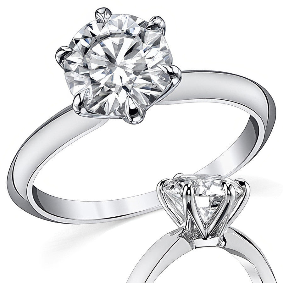 Knife-edge Round Brilliant Moissanite Solitaire Ring
