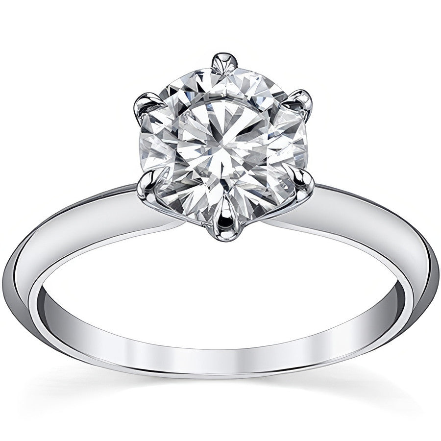 Knife-edge Round Brilliant Moissanite Solitaire Ring