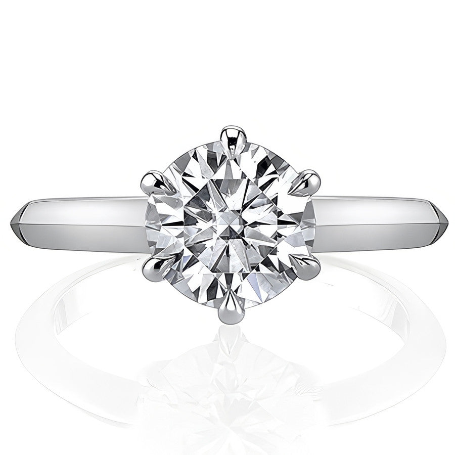 Knife-edge Round Brilliant Moissanite Solitaire Ring