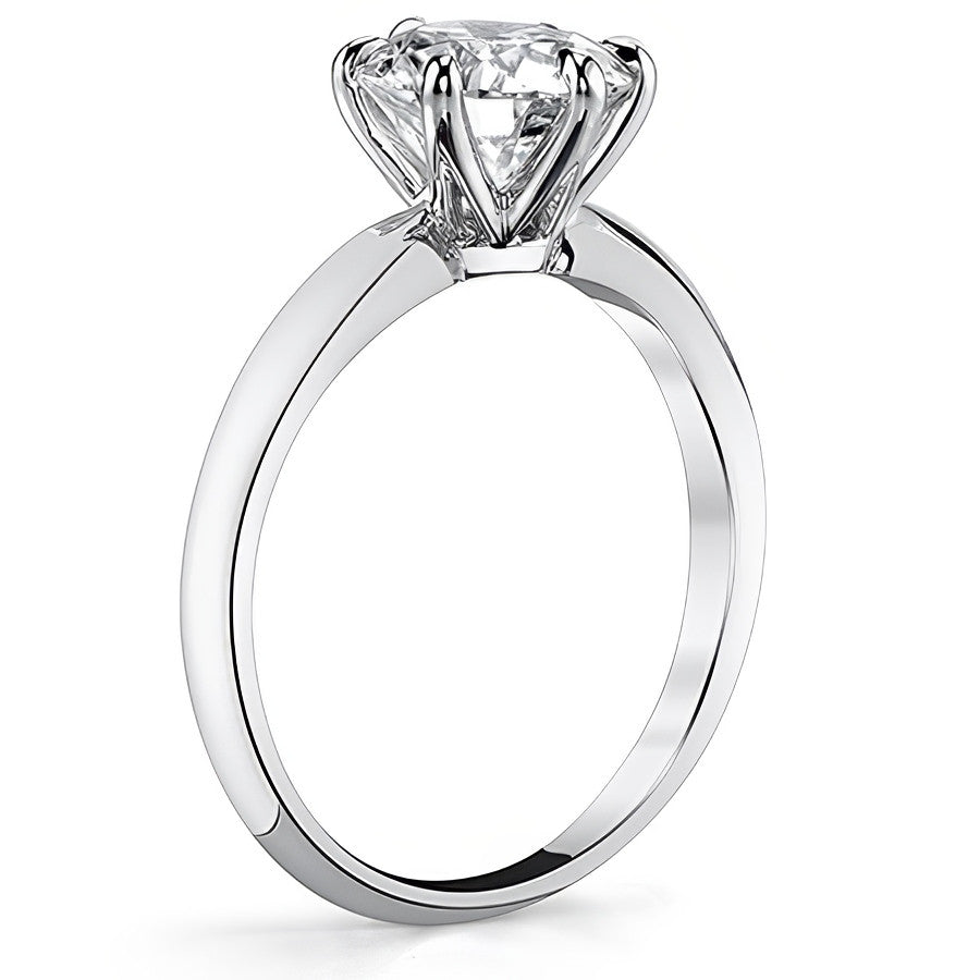 Knife-edge Round Brilliant Moissanite Solitaire Ring