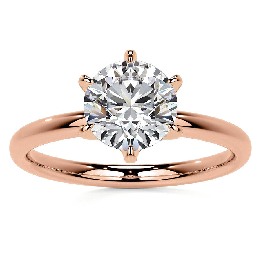 6-Prong Round Brilliant Moissanite Low Set Solitaire Ring