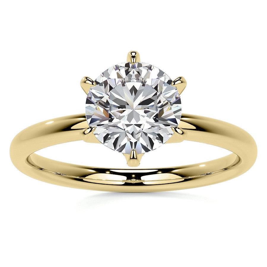 6-Prong Round Brilliant Moissanite Low Set Solitaire Ring