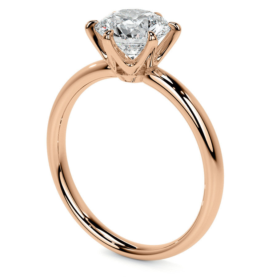 6-Prong Round Brilliant Moissanite Low Set Solitaire Ring