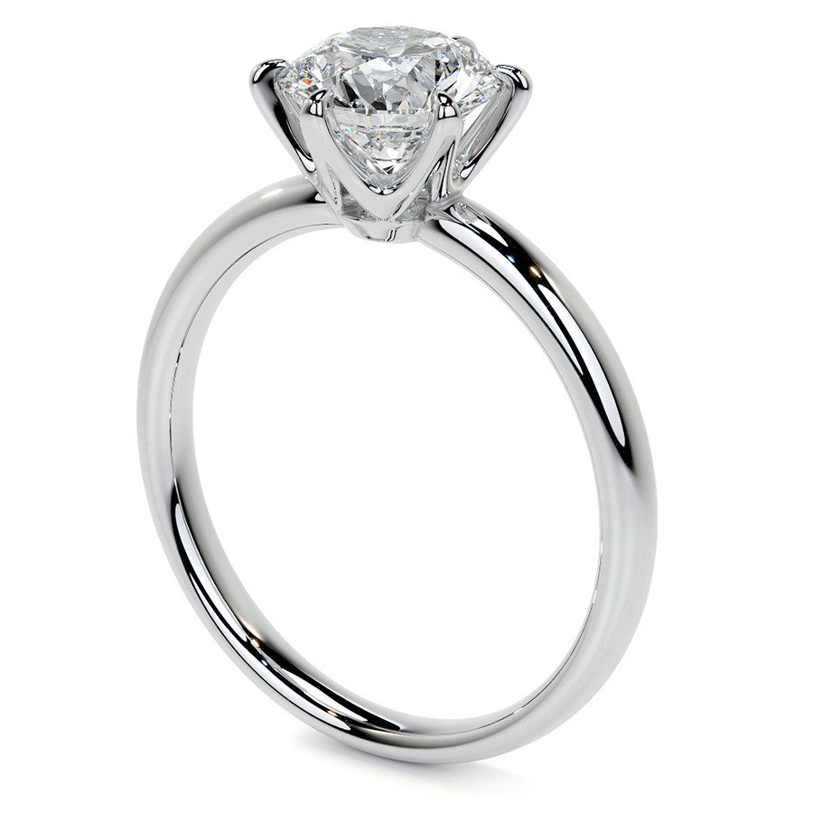 6-Prong Round Brilliant Moissanite Low Set Solitaire Ring