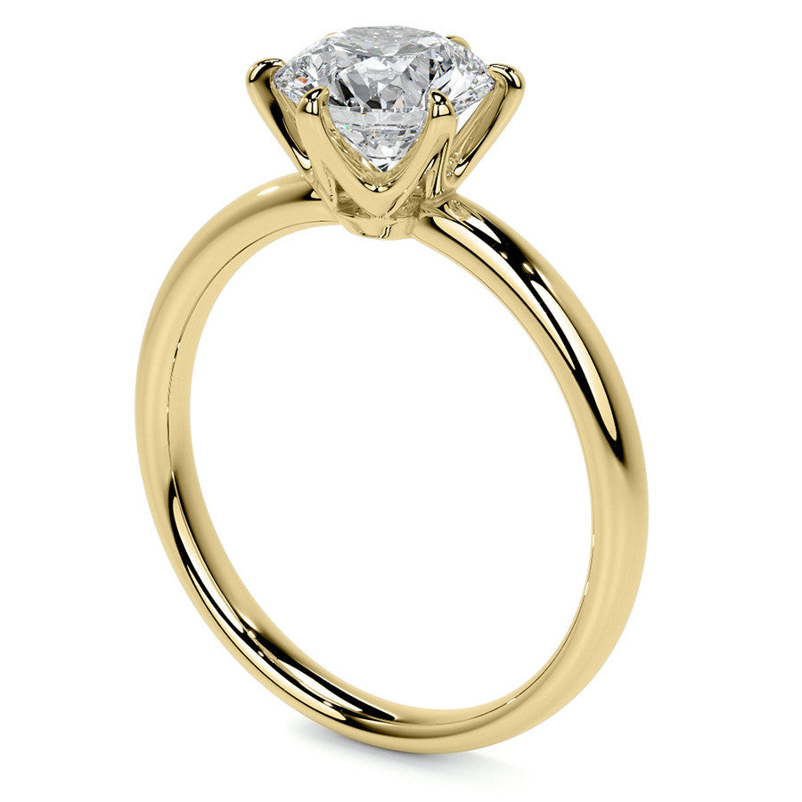 6-Prong Round Brilliant Moissanite Low Set Solitaire Ring