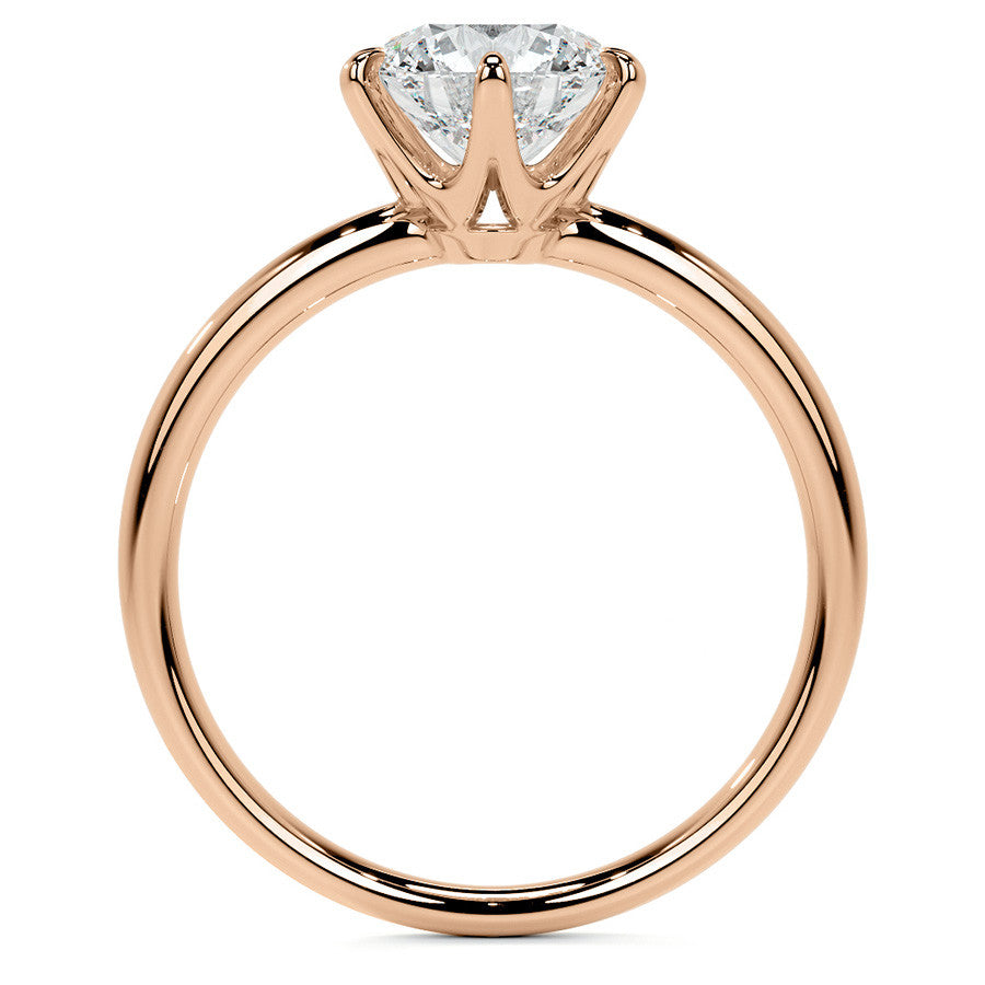 6-Prong Round Brilliant Moissanite Low Set Solitaire Ring